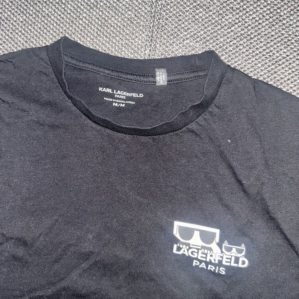 Karl Lagerfeld Paris Men's Black Short Sleeve T Shirt Size Medium M Designer Tee